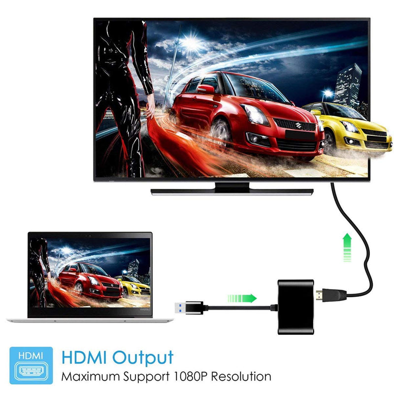 CY USB 3.0 2.0 to HDMI VGA HDTV Adapter Cable External Graphics Card for Windows Laptop