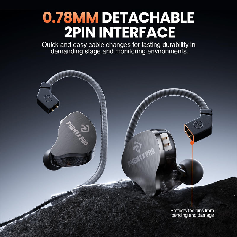 Phenyx Pro Hybrid Dual Driver in-Ear Monitor Earphones PME-20 | Noise-Isolating Stereo IEM, Detachable 2-Pin Cable, Tangle-Free Design, Singers, Musicians, Gaming
