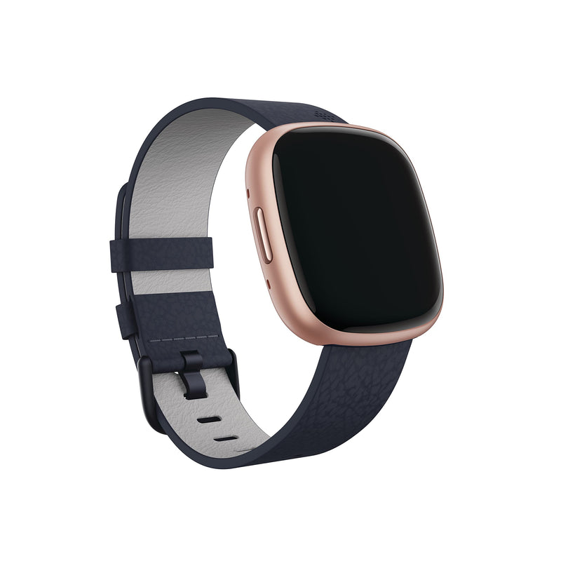 Fitbit Vegan Leather Band, 24mm Attach,Indigo,Small *Compatible with Sense 2, Sense, Versa 4 & Versa 3