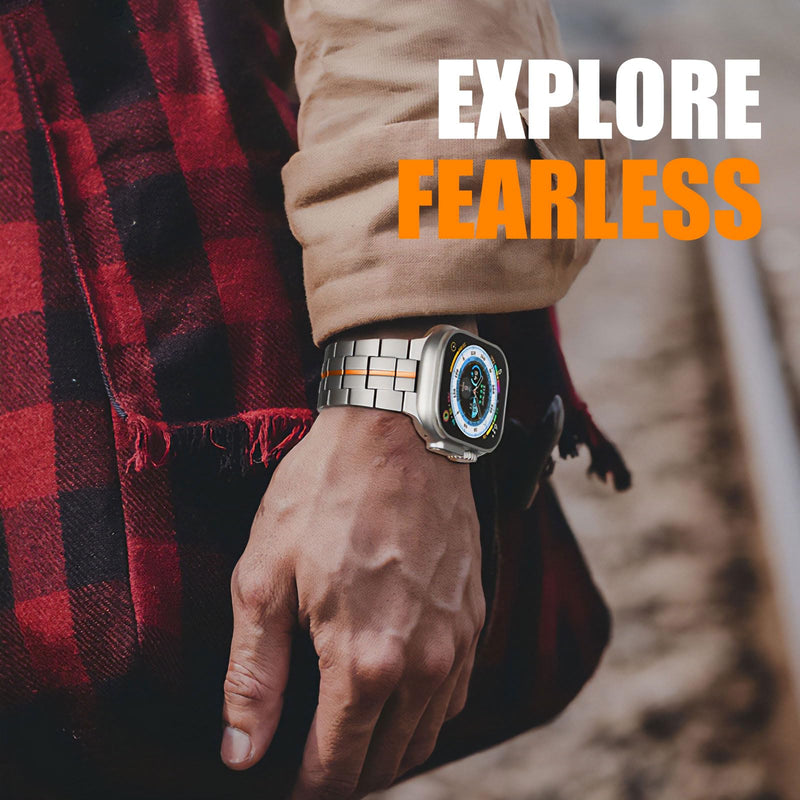 Titanium Band - Lightweight& Scratch-Resistant TA1 Titanium, Adjustable Replacement Strap with Folding Clasp, Compatible with Apple Watch 41mm 42mm