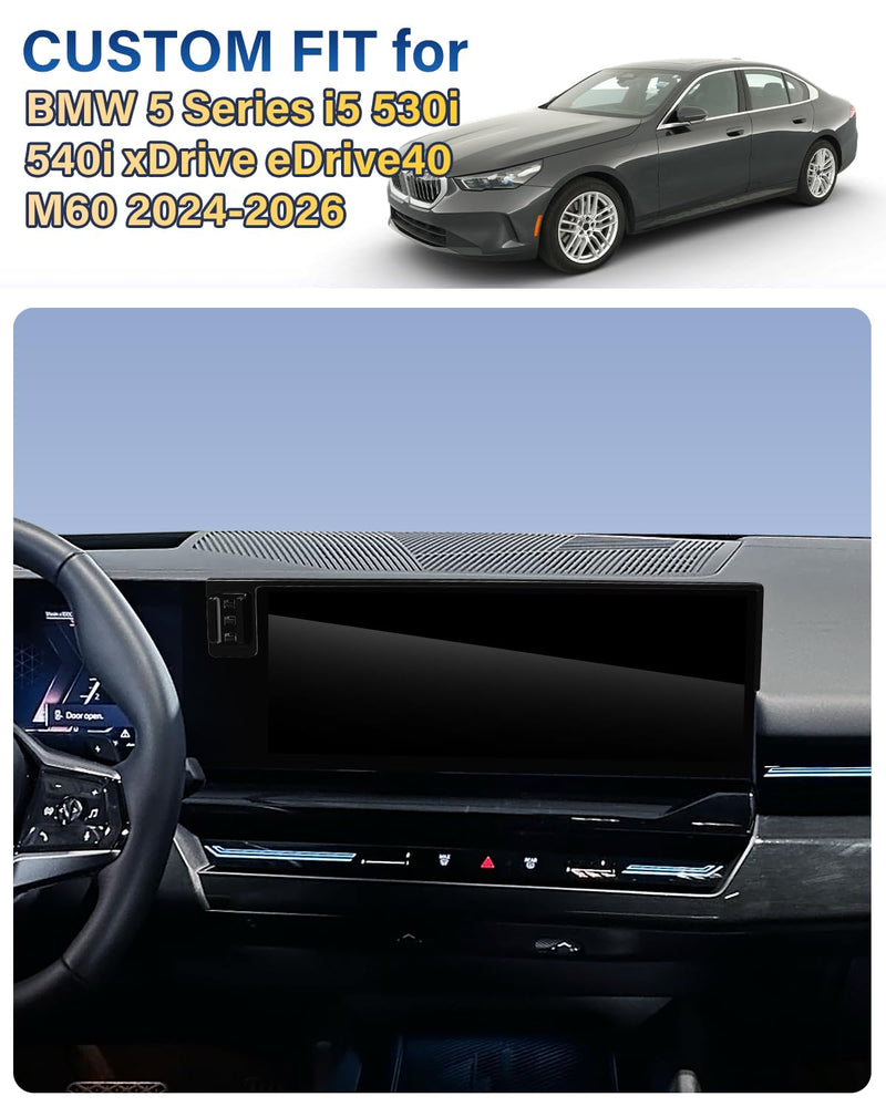 SKYLOTEC Magnetic Charger Phone Mount for BMW 5 Series 2024-2026 | for 15W Magsafe Car Mount Charger i5 530i 540i xDrive eDrive40 M60 Accessories, Screen Cradles Magnets for iPhone Samsung