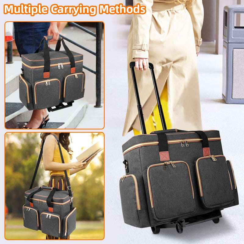 Rolling Teacher Tote Bag with Detachable Trolley Elegant Gray & Watch Band Organizer Case for Apple Watch Band Daisy