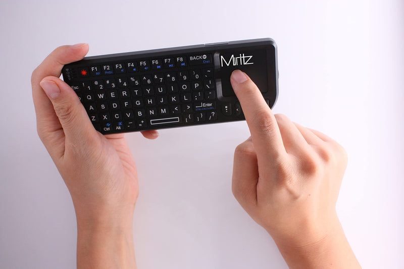 Miritz 2.4G Wireless Mini Keyboard and Mouse Touchpad Remote Control with Laser Pointer ,for Windows/Android/Google/Smart TV/HTPC/IPTV/Mac OS/Linux Black