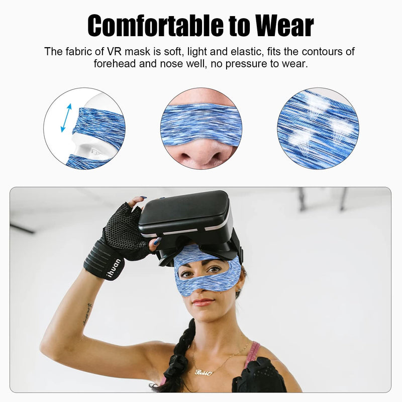 SAYAFAN VR Eye Mask, Adjustable Breathable VR Sweat Band for Meta/Oculus Quest 2/3, HTC Vive, PS, Gear, VR Workouts (3PCS) Colourful