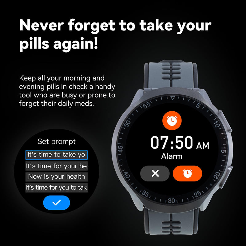 Smart Watch Pill Box, Fitness Smartwatch with Bluetooth Call for Men, Water Resistant Pill Organizer for Emergency, Pill Case for Emergency, Small Pill Container for Vitamin, Fish Oil