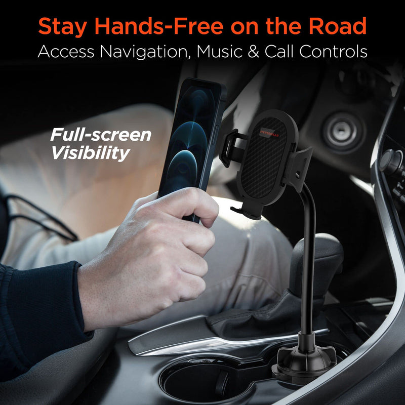 HyperGear Cup Holder Flex Universal Phone Mount, Car Phone Holder with Adjustable Gooseneck & 360° Rotation, Universal Compatibility for iPhone & Android