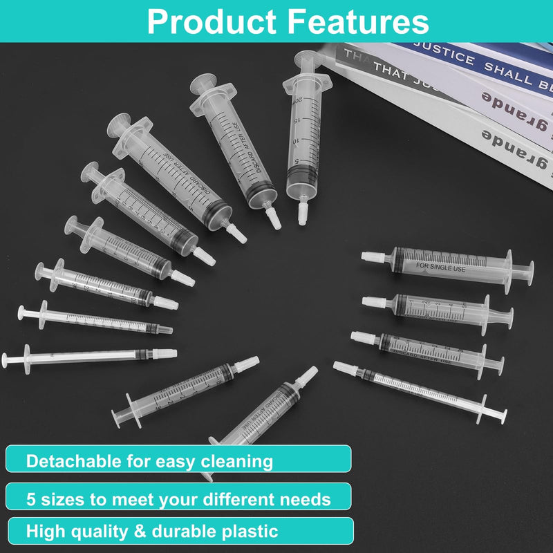 [AUSTRALIA] - Pack of 15 Syringes, 1 ml, 3 ml, 5 ml, 10 ml, 20 ml, Reusable Syringe, Dosing Syringe, Wind-Up Syringe Without Needle, Tools for Versatile Applications, Laboratories, Animal Feeding, Plant Watering 