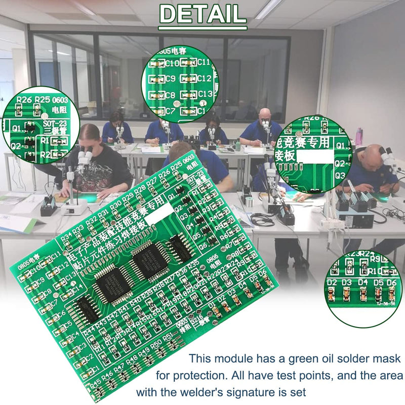 DAOKAI DIY practice board soldering, SMD SMT element welding exercise board, circuit board components, 77 SMD components, 8 categories with tweezers, for experiments Green display dot matrix module
