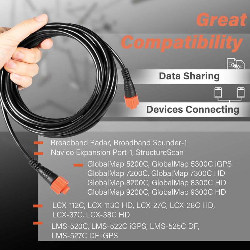 Replacement Part for Lowrance Ethernet Crossover Cable Yellow Cat6 Cable, 15-Feet, High-Speed, Plug and Play, Waterproof 15 Feet