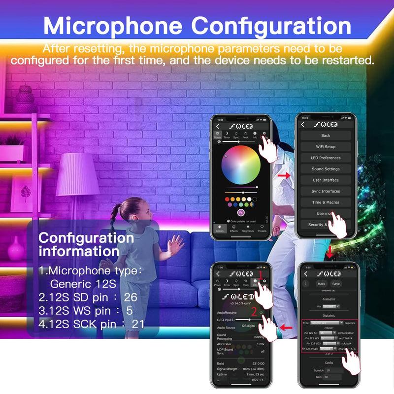 GLEDOPTO ESP32 WLED LED Controller with Mic Microphone DIY Lighting Music Dynamic Modes for WS2811 WS2812 SK6812 TM1814 WS2813 WS2815 Addressable FCOB LED Strip Lights