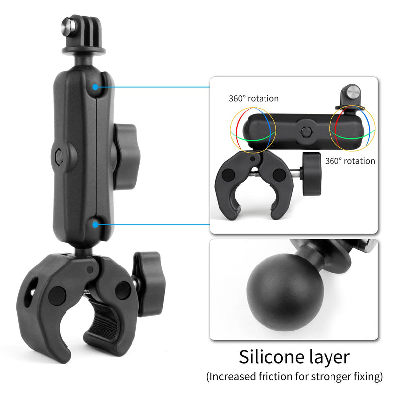 SOONSUN Super Clamp Mount with Dual 360° Ball Heads & Phone Holder, Heavy-Duty Camera Clamp Mount for GoPro Hero 13 12 11 10 9, Insta360, DJI Osmo, DSLR, Smartphones & Action Cameras