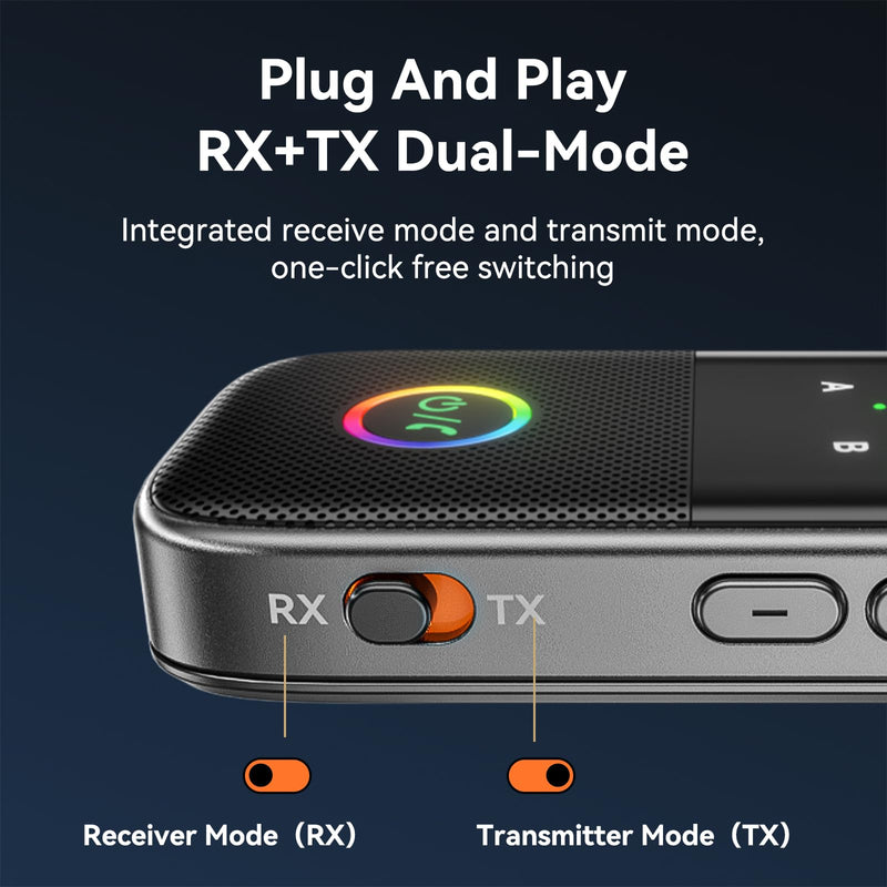 [AUSTRALIA] - Bluetooth 5.2 Transmitter Receiver aptX Adaptive/Low Latency/HD Bluetooth Adapter Support 2 AirPods Phones, Wireless Audio Receiver 3.5mm Aux Headphone Jack Adapter for Airplane Travel/TV/Home Stereo A5-PRO 