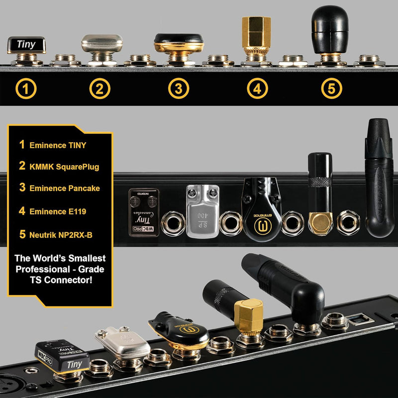 6 Units - 4 Inch - WBC-PRO-Pedal – 22 AWG - Low-Cap (18pF/ft) – Pro-Grade – Graphite-Based - Dual-Shielded Pedal, Effects, Patch, Instrument Cable with Eminence Tiny Gold Plated Angled TS Connectors