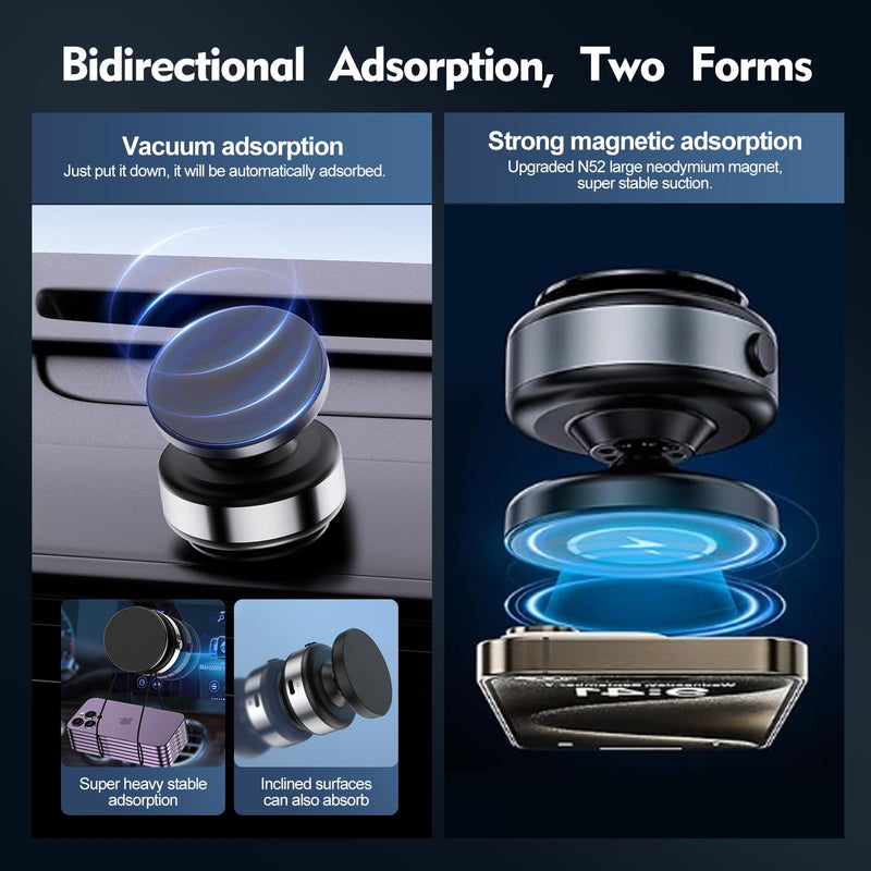 Suction Cup Phone Mount,Magnetic Phone Holder for Car,360°Adjustable Vacuum Suction Phone Mount, Foldable Portable Phone Holder for Car Accessories, Suitable for iPhone, Android, Samsung