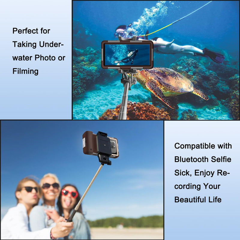Professional Scuba Universal Underwater Diving Case for Snorkeling | Filming for iPhone 17/16/15/14/13/12/11 Pro Max Samsung S26/S25/S24/23/22/21 Plus Ultra, Size in 4.7 to 6.9inch,Brown Beige Phone Size 4.7-6.9inch