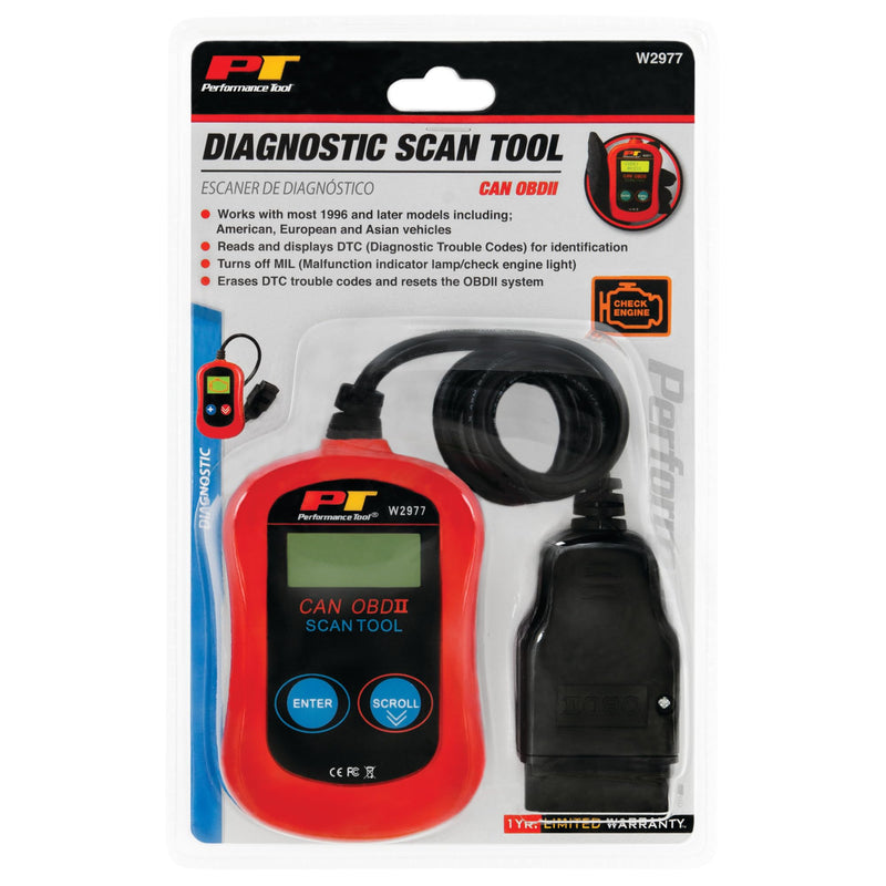 [AUSTRALIA] - Performance Tool W2977 CAN OBD II Scanner Tool for Check Engine Light & Diagnostics, Direct Scan and Read Out CAN OBD II Scanner Tool Basic Model 