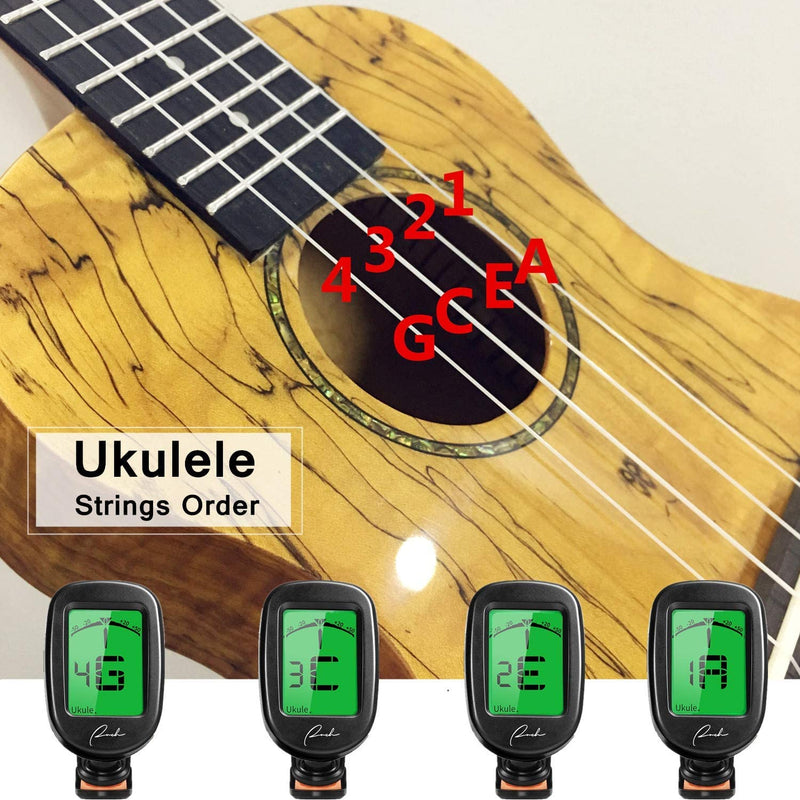 Ranch 5 pcs Guitar Tuner Clip On for Acoustic/Electric Guitar, Ukulele, Violin, Bass, Banjo and Chromatic Tuning Modes Black-5-Pack
