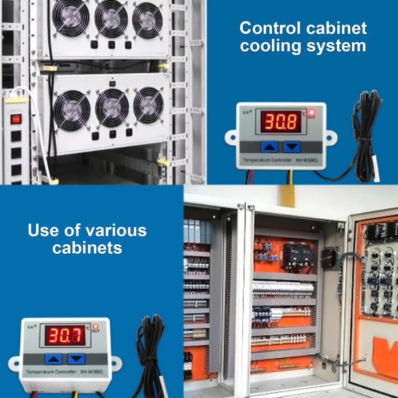RUIZHI XH-W3001 Digital LCD Display Temperature Controller, DC 24V/240W Thermostat Switch with Waterproof Probe Microcomputer Thermostat