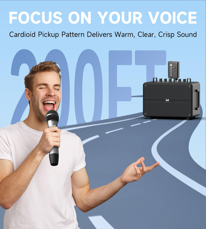 [AUSTRALIA] - Wireless Microphones, Wireless Microphone with One-To-One Chip Connection, Volume Control, 200-Foot Receiving Distance, All-Metal Tube Microphone, Suitable for Video Recording, Family Gatherings 
