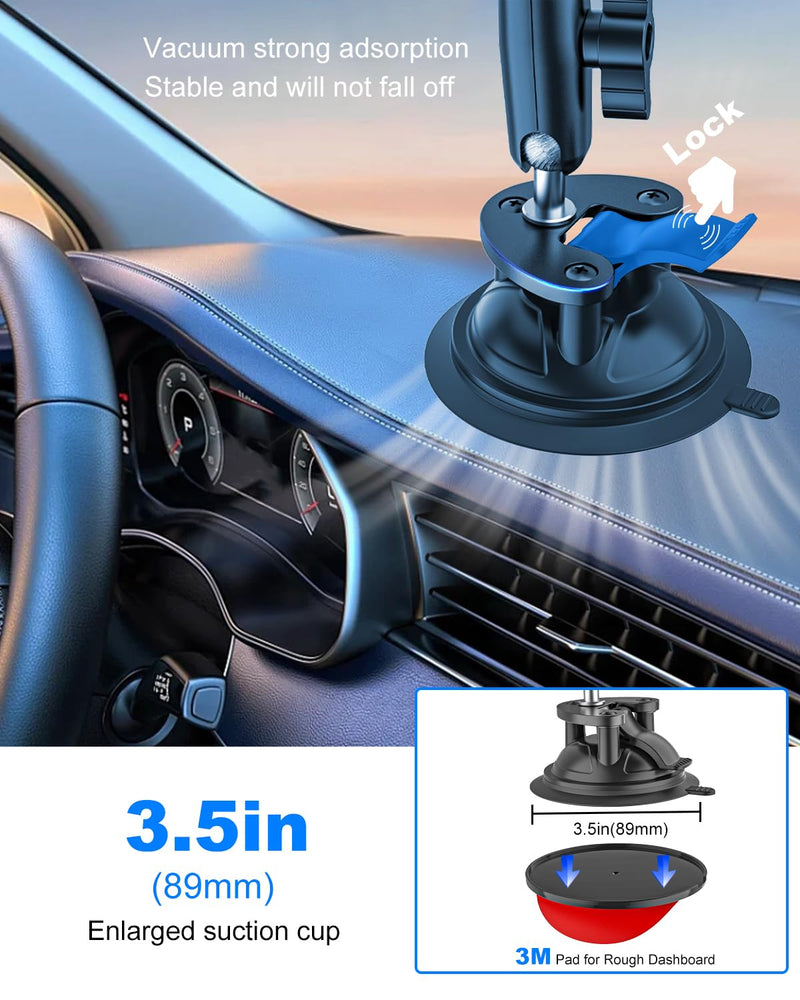 Car Phone Holder with Heavy Duty Suction Cup, Metal Adjustment Arm Car Phone Mount for Windshield, Dashboard, Side Windows, Phone Holders for Your Car for iPhone 17 Pro Max 16 15 14 Air Plus