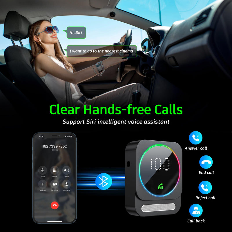 SONRU Bluetooth 5.3 Receiver for Car, Wireless Audio Adapter for Car/Home Stereo/Wired Headphones/Speaker, Bluetooth Aux Adapter, Dual AUX Outputs, RCA AUX 3.5mm Music Receiver Black