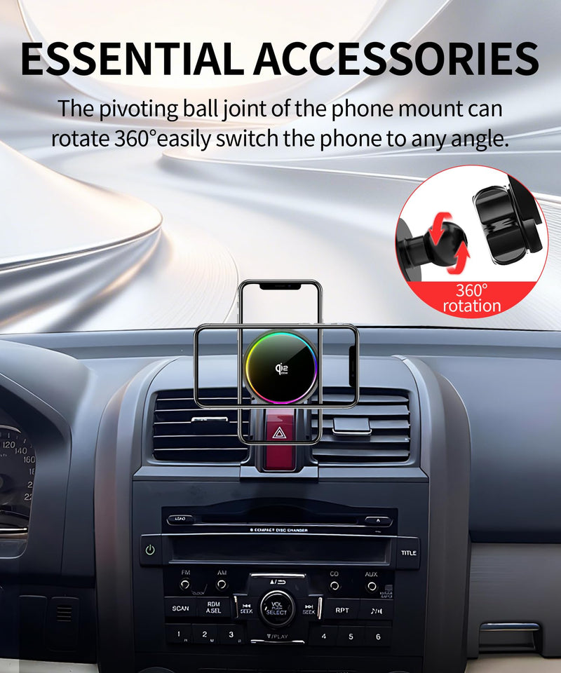 25W Car Mount Charger for Honda CR-V 2007-2011 CRV | 2007-2011 Honda CR-V CRV Qi2.2 25W MagSafe Fast Charging Cell Phone Holder Accessories,with Cooling Fan＆54W Fast Adapter for 2007-2011 Honda CR-V