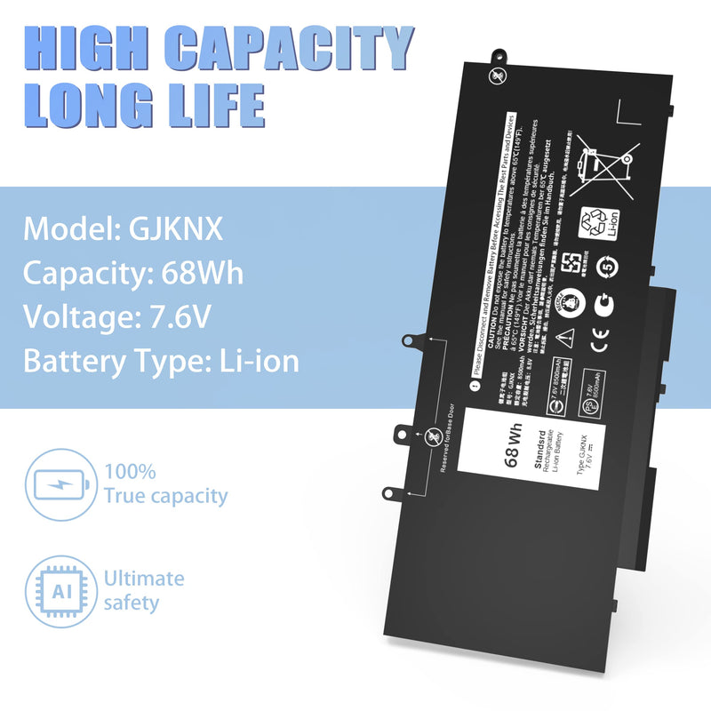 68WH GJKNX Dell Battery Replacement for Dell Latitude 5480 5580 5280 5288 5488 5590 5591 5490 5491 5495 E5480 E5580 E5490 E5590 Precision 15 3520 3530 Series GD1JP DY9NT 5YHR4 451-BBZG 7.6V 4-Cell GJKNX Battery
