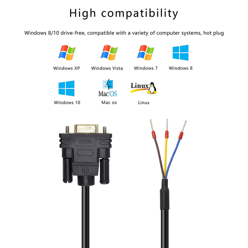 XMSJSIY DB9 Connector RS232 Serial Port Cable DB9 Adapters Solderless 9-Pin COM Port Breakout Replacement Cable Order:235 (Female) -1.5m/4.92Feet female