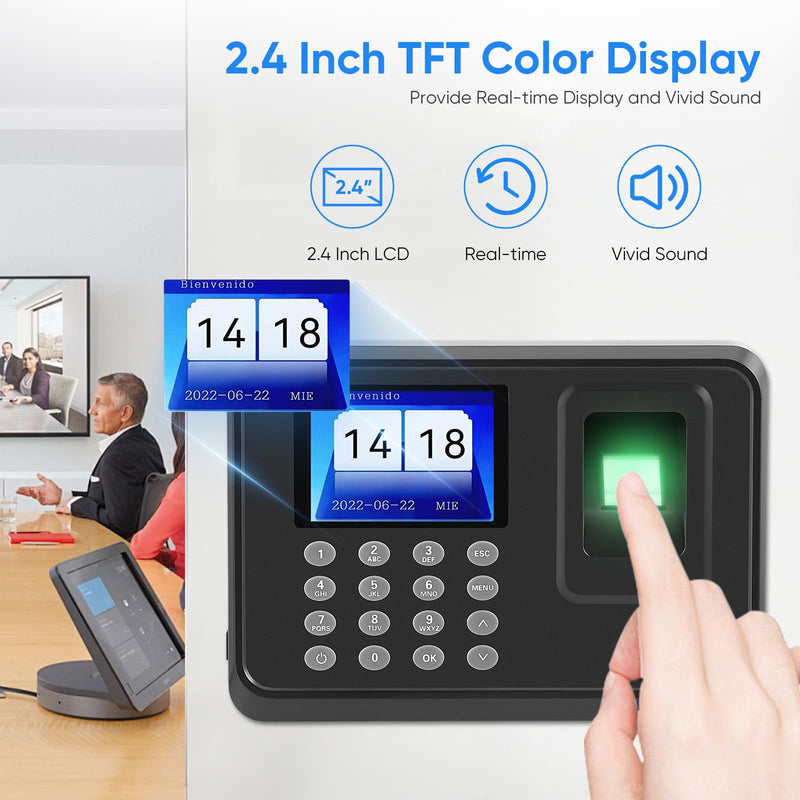 Time recording for small businesses, no network required, working time recording with auto calculation function, stamp clock, time recording with fingerprint