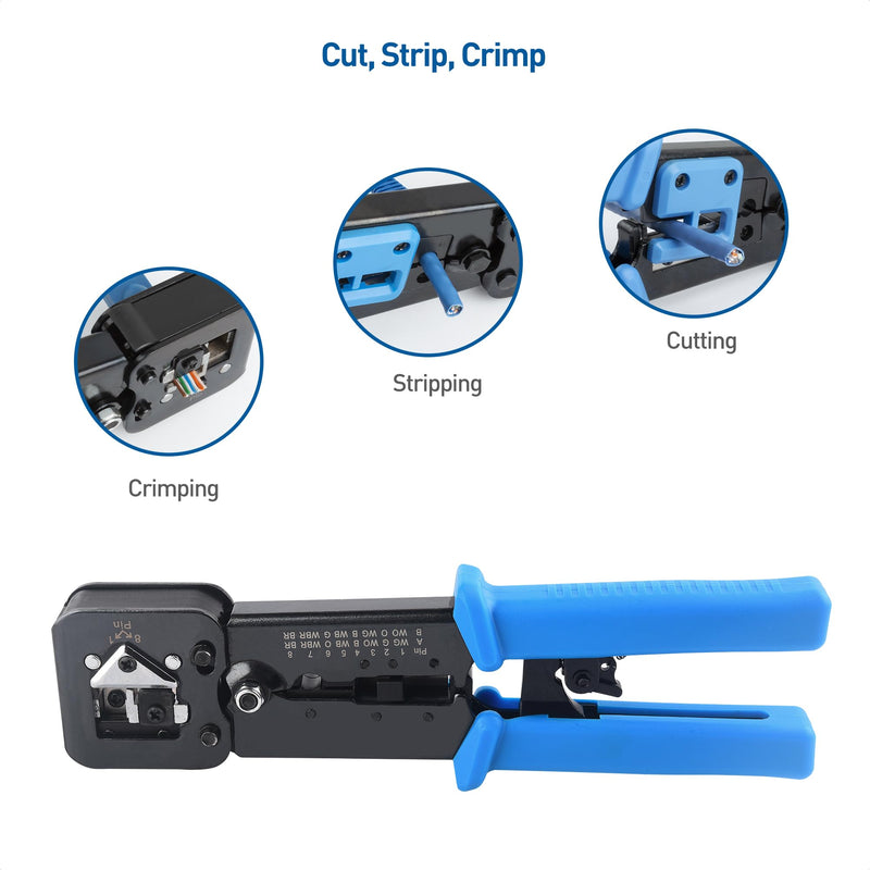 Cable Matters 1 50-Pack Cat 6 Pass Through RJ45 Connectors 2 200-Pack Cat6 / Cat5e RJ45 Strain Relief Boots 3 Modular RJ45 Crimp Tool for Pass-Through Connectors