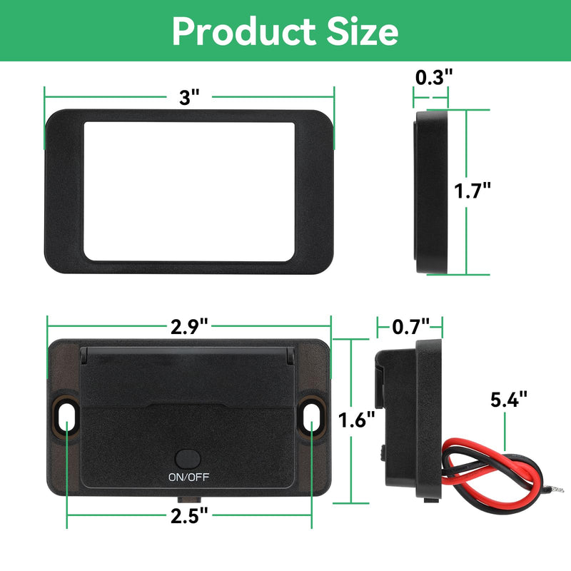 2 Pack 78W 12V USB Outlet Panel Wall Mount with Blue Voltmeter Dual 36W PD & Dual 18W QC3.0 Car USB Port Lightweight 12V USB Charger with ON/Off Switch Pack of 2 with 4 Port / 78W
