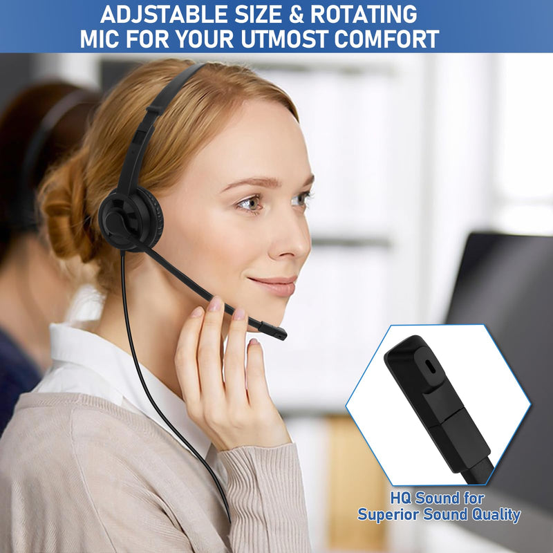 [AUSTRALIA] - Headsets with Microphone 5 Pack Bulk- Noise Canceling Computer Headphones for School, Office, Meetings, Chat, 3.5mm Wired PC Headphones with Rotating Mic Works for Laptop LS06-5 Pack 