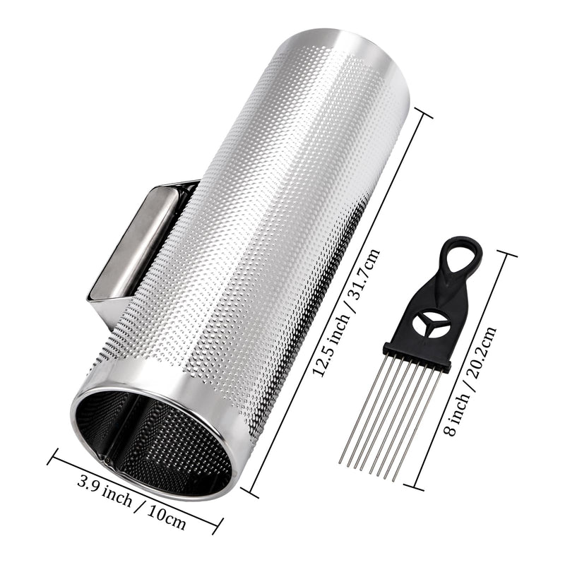 Foraineam Stainless Steel Guiro with Scraper, 12" x 4" Professional Latin Hand Percussion Instrument, Band Accompaniment Musical Training Tool Metal Guiro Shaker Instrument