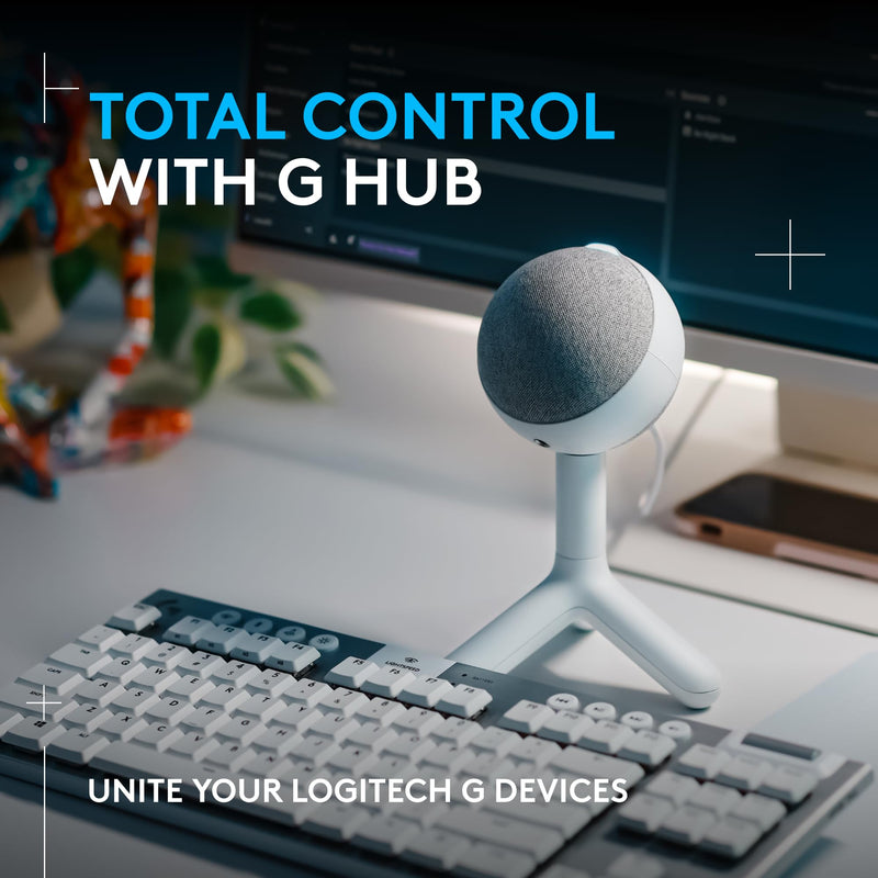 Logitech G Yeti Orb Condenser RGB Gaming Microphone - Off White | LIGHTSYNC, USB Mic for Streaming, Cardioid, USB Plug and Play for PC/Mac Gaming Mic