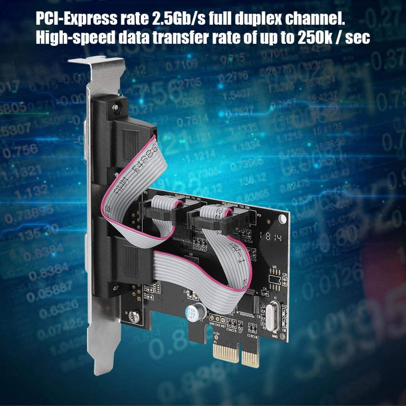 PCI-E to RS232 2-Port Serial Port Converter Adapter, Dual Serial RS-232 PCIe Card Low Bracket with 16C550 UART, RS232 PCIe X1 Card for Desktop