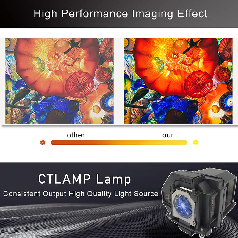 CTLAMP A+ Quality V13H010L96 ELP96 Replacement Projector Lamp Bulb with Housing Compatible with elplp96 Epson Powerlite Home Cinema VS350 VS355 EX9210 EX9220 EX3260 EX5260 EB-2247U EB-S41 X39 elp96a+