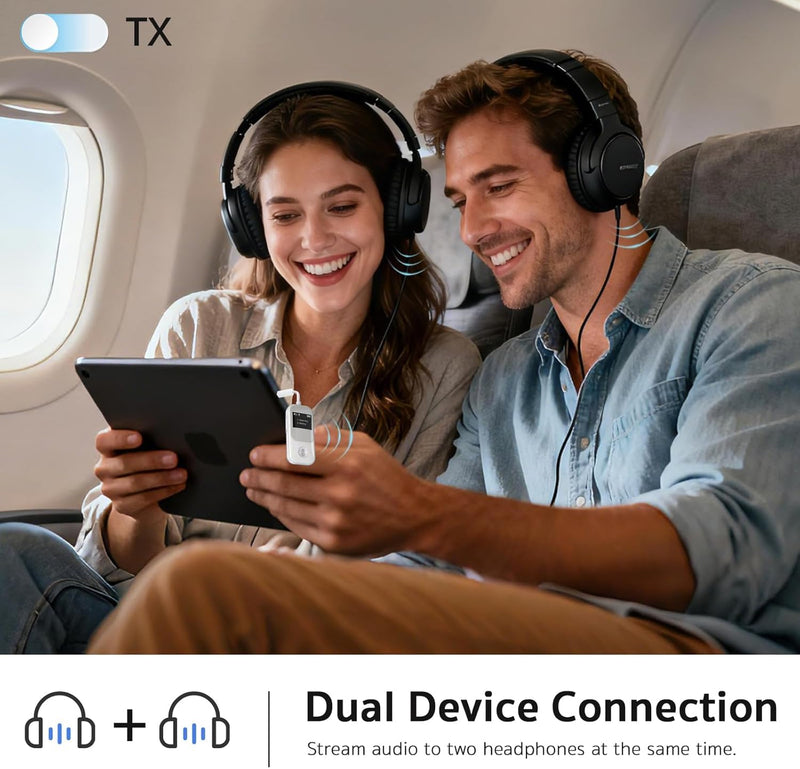 [AUSTRALIA] - [2026 Upgraded] Bluetooth Transmitter 5.3 Receiver with OLED Display | Dual Connection & Low Latency | Wireless Aux Bluetooth Adapter for TV, Airplane, Headphone, Airpods, Speaker, Car (Silver) Silver 
