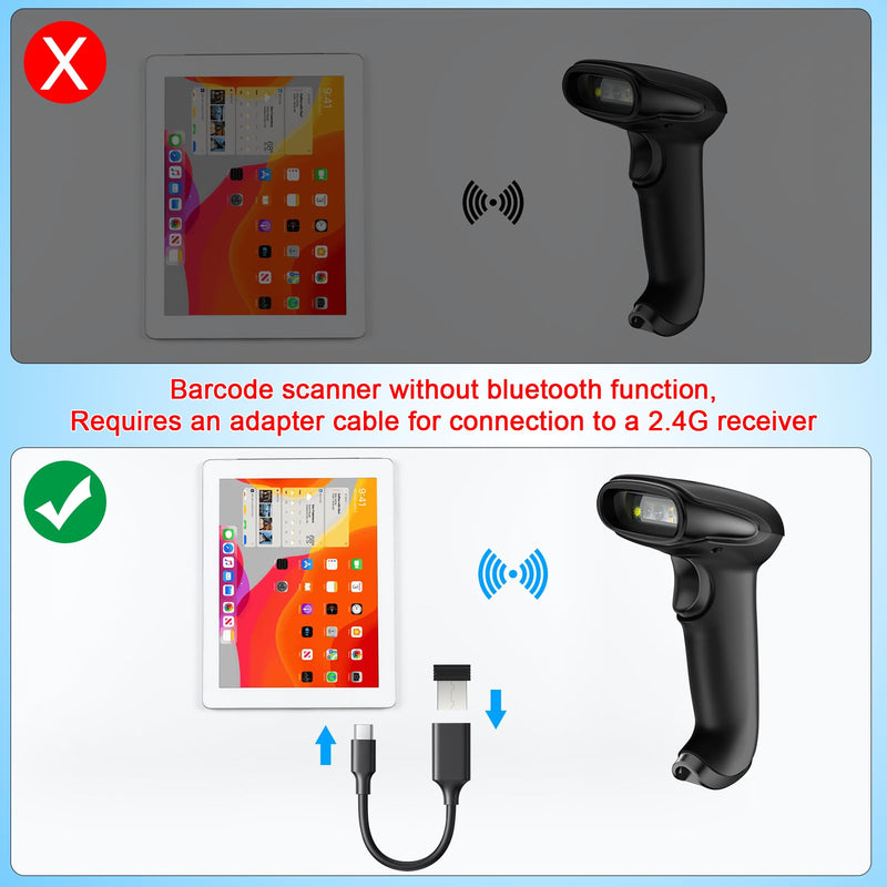 [AUSTRALIA] - Symcode Wireless Barcode Scanner Versatile 2-in-1 (2.4Ghz Wireless+USB 2.0 Wired) Handheld Automatic 1D Laser Barcode Scanner 328 Feet Transmission Distance Rechargeable 1D Laser Bar Code Scanner Wireless Barcode Scanner 1D 