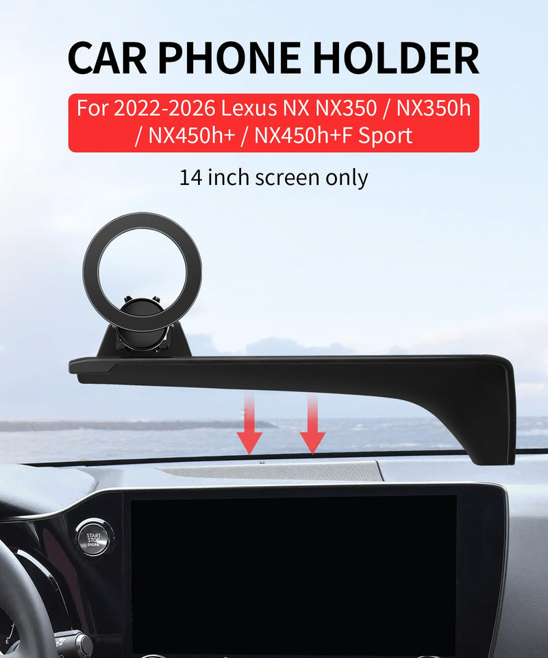 Car Phone Holder for Lexus NX NX350/ NX350h/ NX450h+ 2022-2026, 14" Screen | NX450h+F Sport 22-26, Magsafe Accessories Magnetic Cell Phone Mount Clip Compatible with iPhone, 3D fit Navigation Bracket for 22-26 NX (14-Inch only)