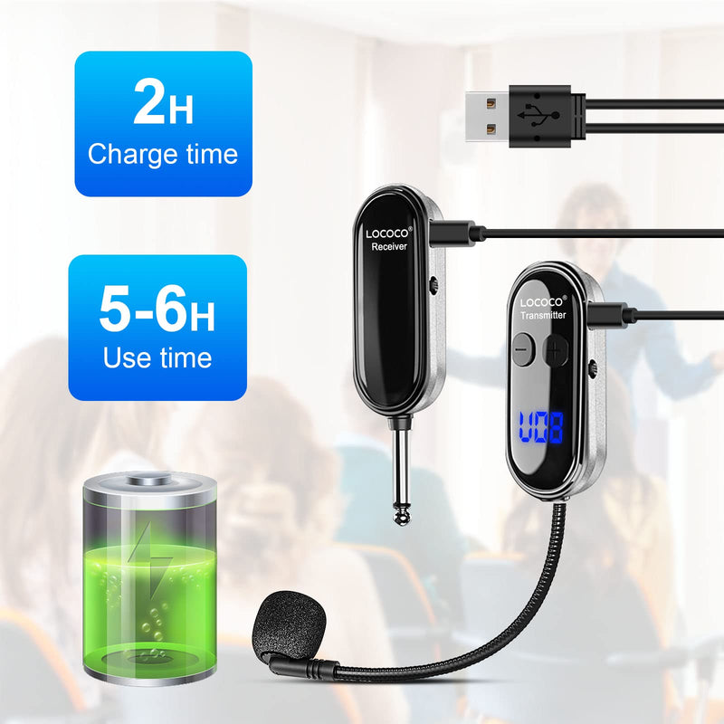 UHF Wireless Headset Microphone System: Mic Headset - LED Digital Display, Head Handheld Mic 2 in 1, Working Time 6H, 165 ft Range Mics for Voice Amplifier, Tour Guide, Teaching, Fitness, PA System Black1