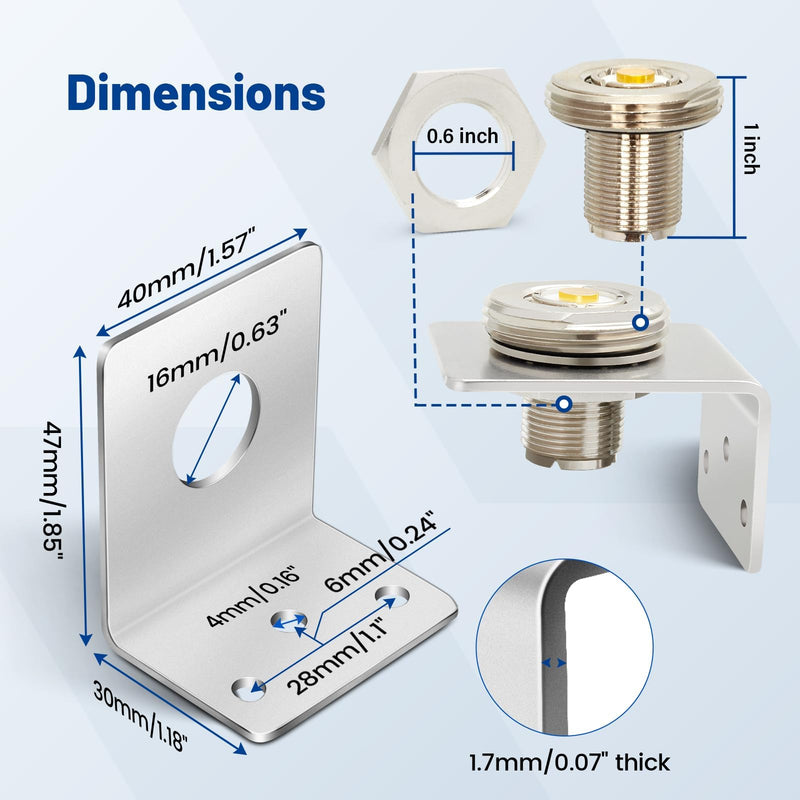 Anina NMO to PL259 Connector with L Shape Antenna Bracket and Cover for VHF, UHF, Ham,Mobile Radio Antenna, 5/8 Inch Mounting Hole