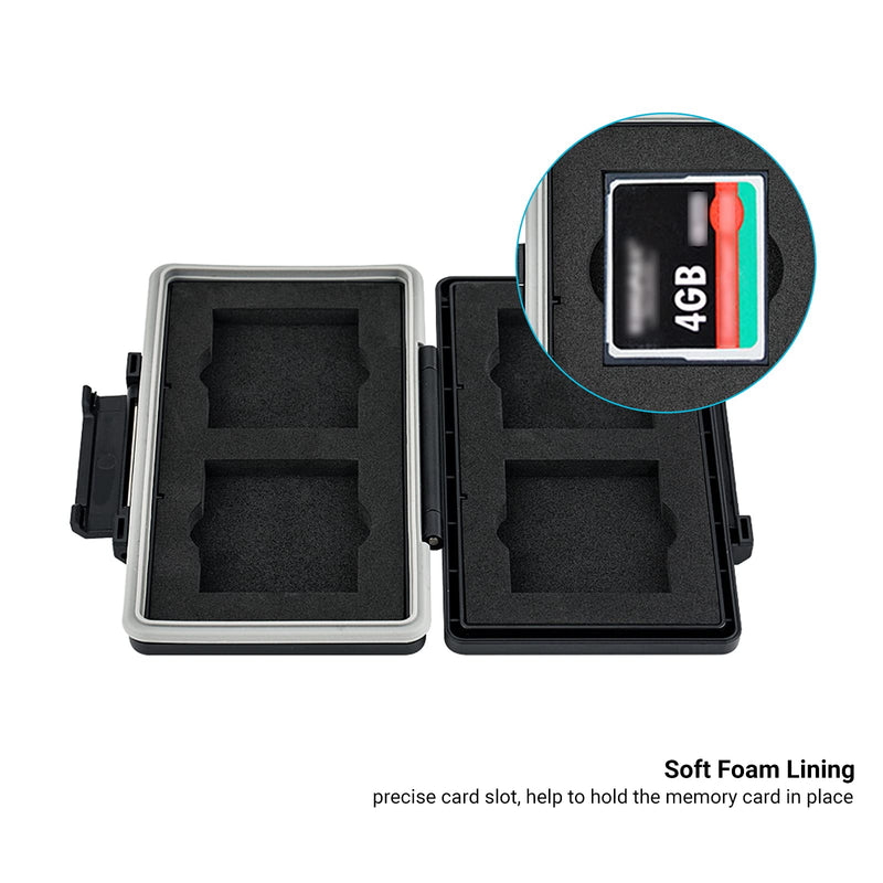 4 Slots CF Card Holder, Water-Resistance Anti-Shock Compact Flash Card Case Storage for Canon 400D 350D 50D 40D 30D 7D Mark II 7D 5DS R 5D Mark IV III II 1D Mark II Nikon D810 D800