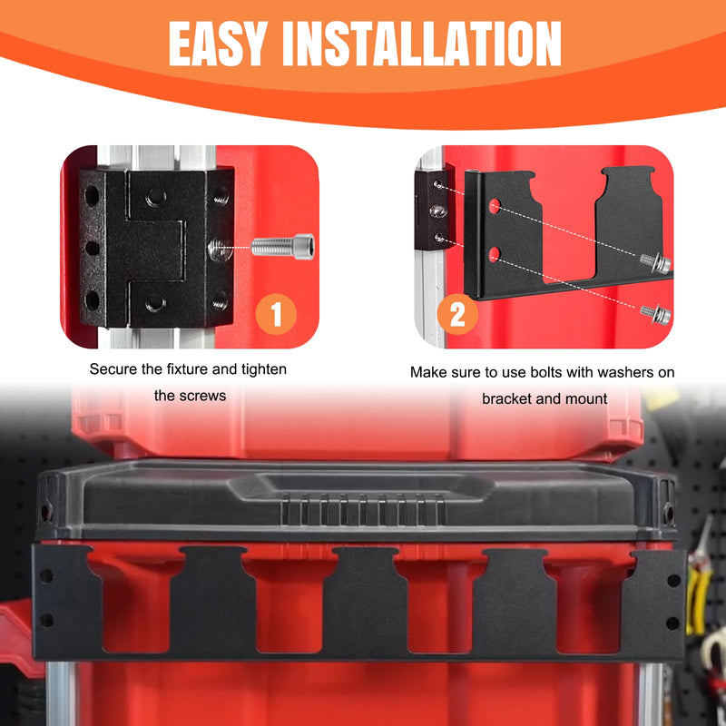 Milwaukee Packout M18 Battery Holder – 4-Slot Side-Mount Storage Compatible with Milwaukee M18 Battery，Tool-Free Installation