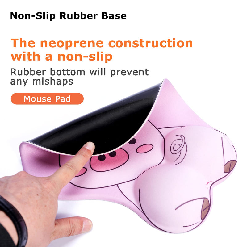 Mouse Pad Wrist Support, KAIGOBOX Mouse Pad, Kawaii Pink Mouse Pad with Piggy Pattern, Desktop Computer Laptop Ergonomic Mouse Pad for Wireless Mouse, Mousepad with Wrist Rest for Gaming Home Office
