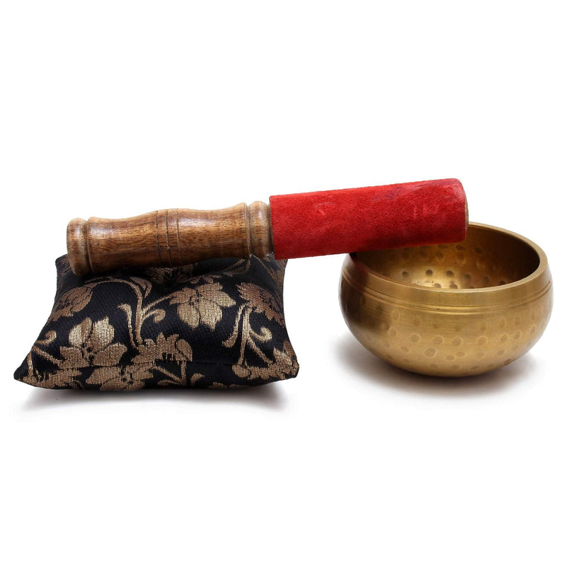 Zap Impex Beautiful Hand Hammered Golden Brass Singing Bowl Tibetan Meditation Yoga Singing Bowl 3.5 Inches