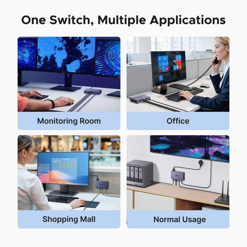 UGREEN Ethernet Switch, 10-Port PoE Switch, 8 PoE+@60W + 2 Gigabit Uplink | Plug & Play, Standard/Port Isolation(VLAN)/Extend Mode, PoE Auto Recovery, Metal Unmanaged Network Hub for Security Camera 35372US