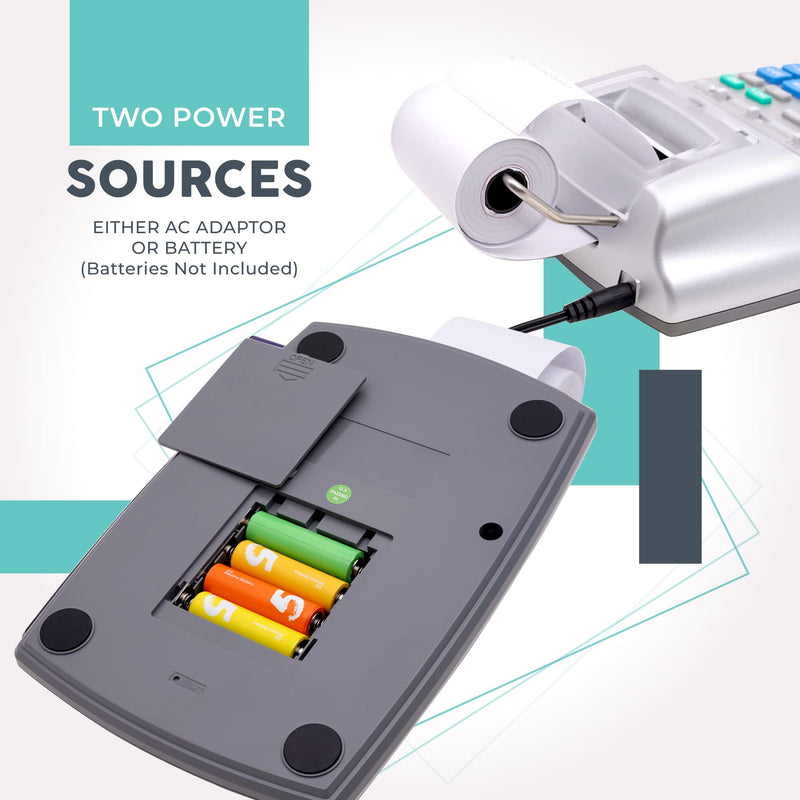 CATIGA Printing Calculator with Tape Print Out - 10 Key Adding Machine with Paper Roll, Desktop Electric Calculator for Accounting, Business, Finance, Home Office Use CP90A 3) Silver Pro