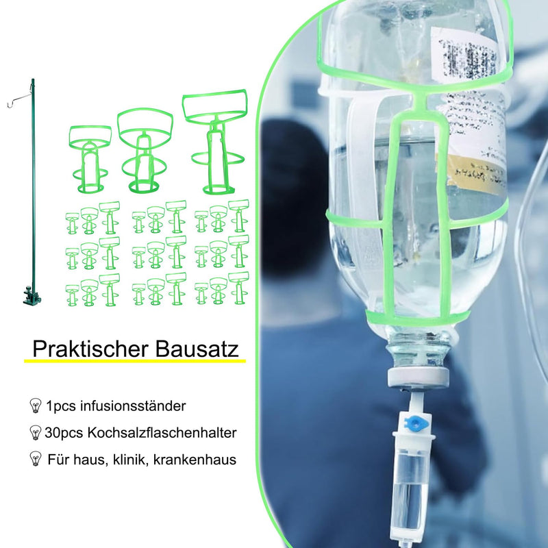 Height Adjustable Infusion Stand, 1 Piece Infusion Cutlery with 30 Pieces Hangers, Foldable Infusion Stand, Portable Medical Infusion Set Infusion Bag Stand for Home/Hospital