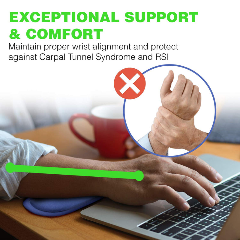 Doctor Developed Ergonomic Wrist Rest for Mouse & Keyboard and Perfect for Good Wrist Health, Posture & Joint Conditions by Dr Arthritis - Blue