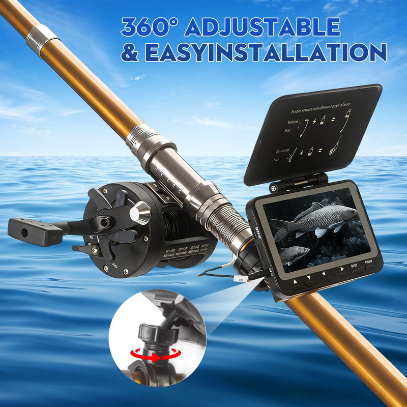 Underwater Fishing Camera, 140-Degrees Wide Angle 1200TVL Fish Finder 4.3" HD Portable Fishing Camera with 9pcs IR Lights for Boat, Lake, Ice Fishing(15M/50ft) 15M/50ft No DVR
